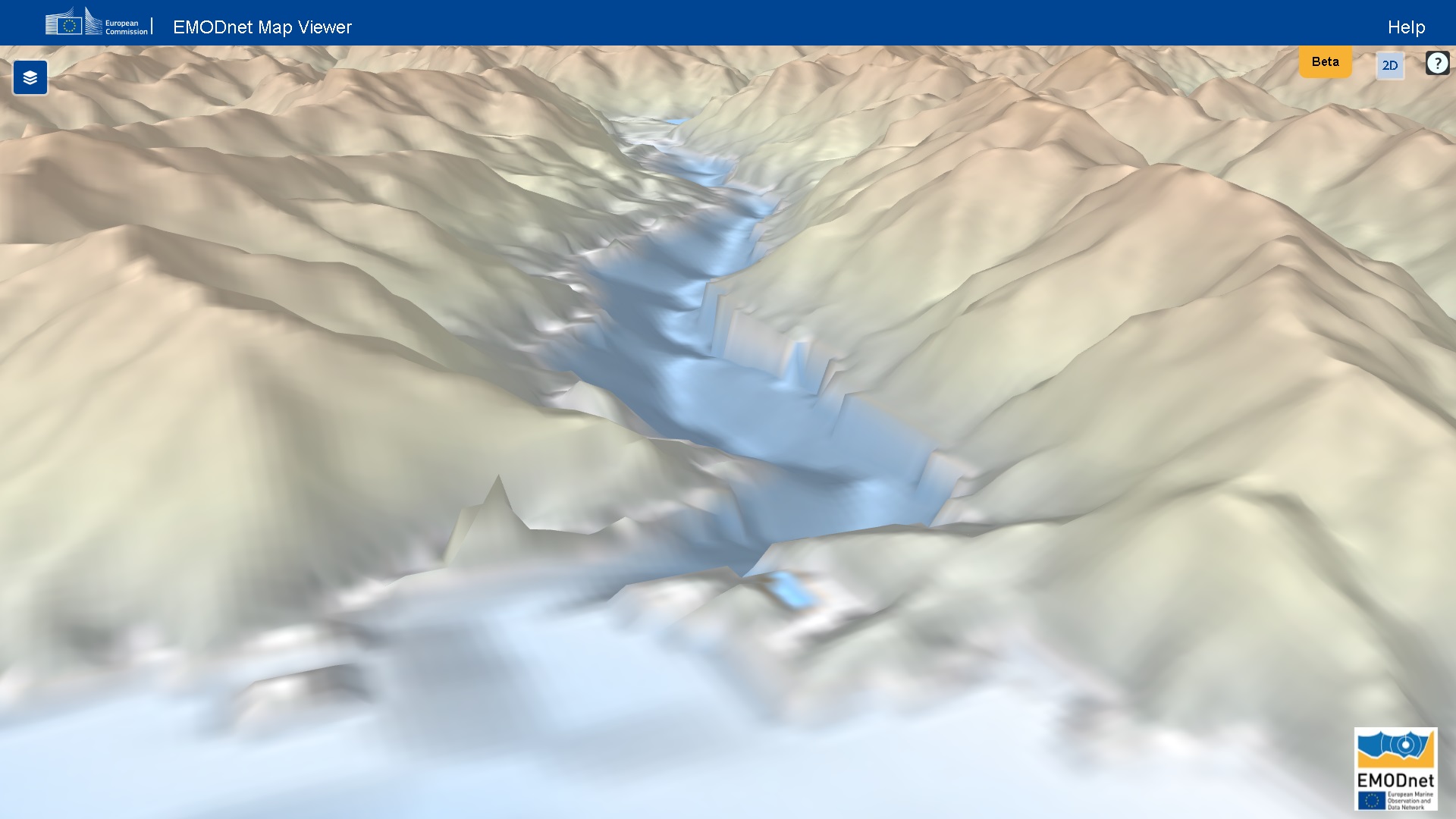EMODnet bathymetry terrain comparison view 1