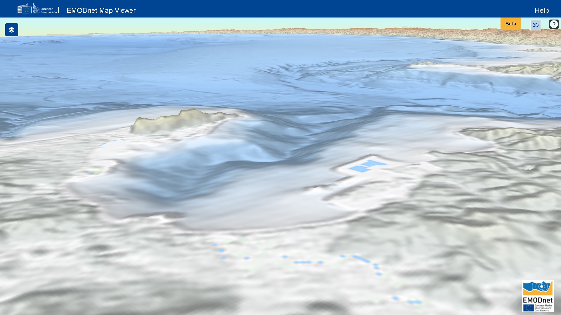 EMODnet bathymetry terrain comparison view 2