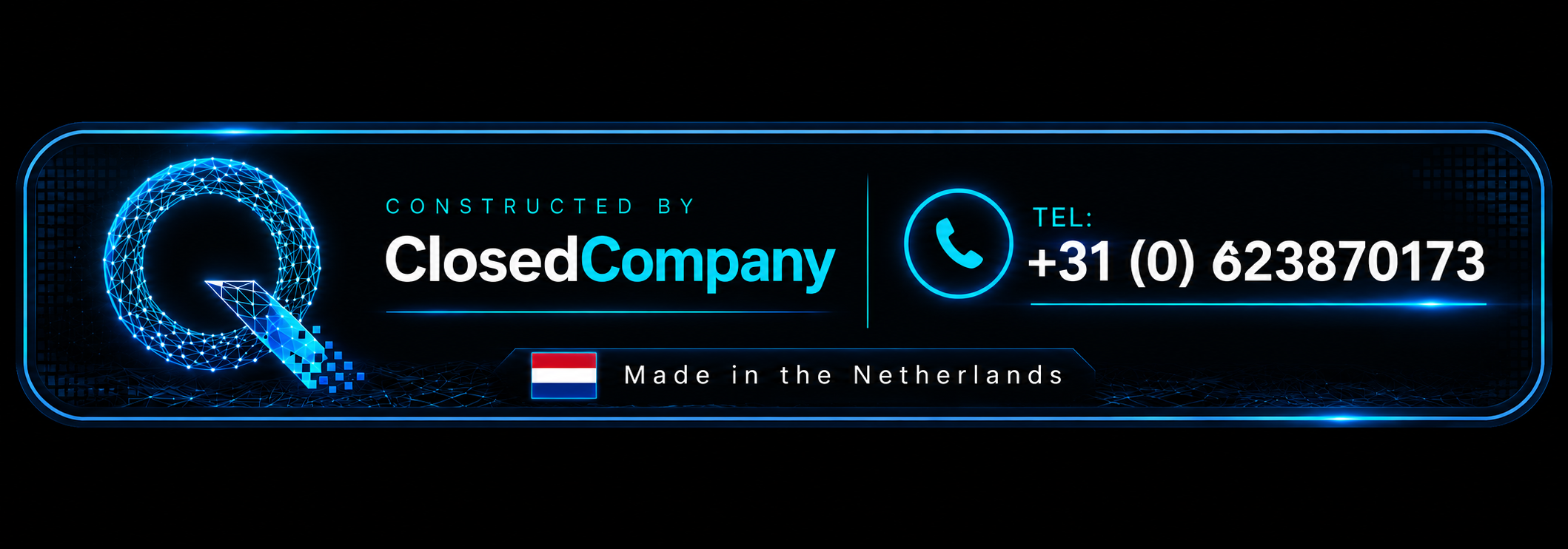 Constructed by ClosedCompany in the Netherlands. Tel: +31 (0) 623870173